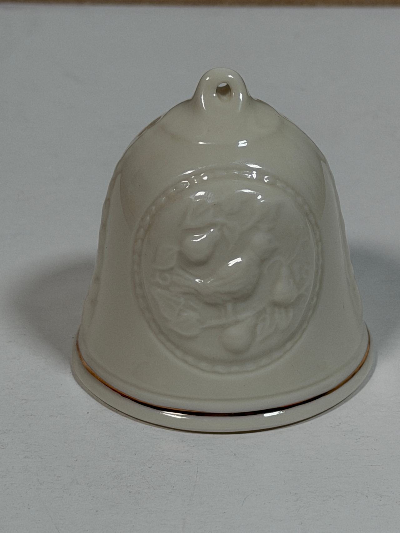 Belleek porcelain 12 Days of Christmas Partridge in a Pear Tree bell ornament.