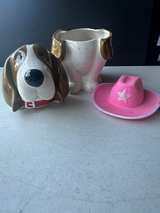Pioneer Woman Cookie Treat Jar CHARLIE Basset Hound Dog with pink hat. - Image 4