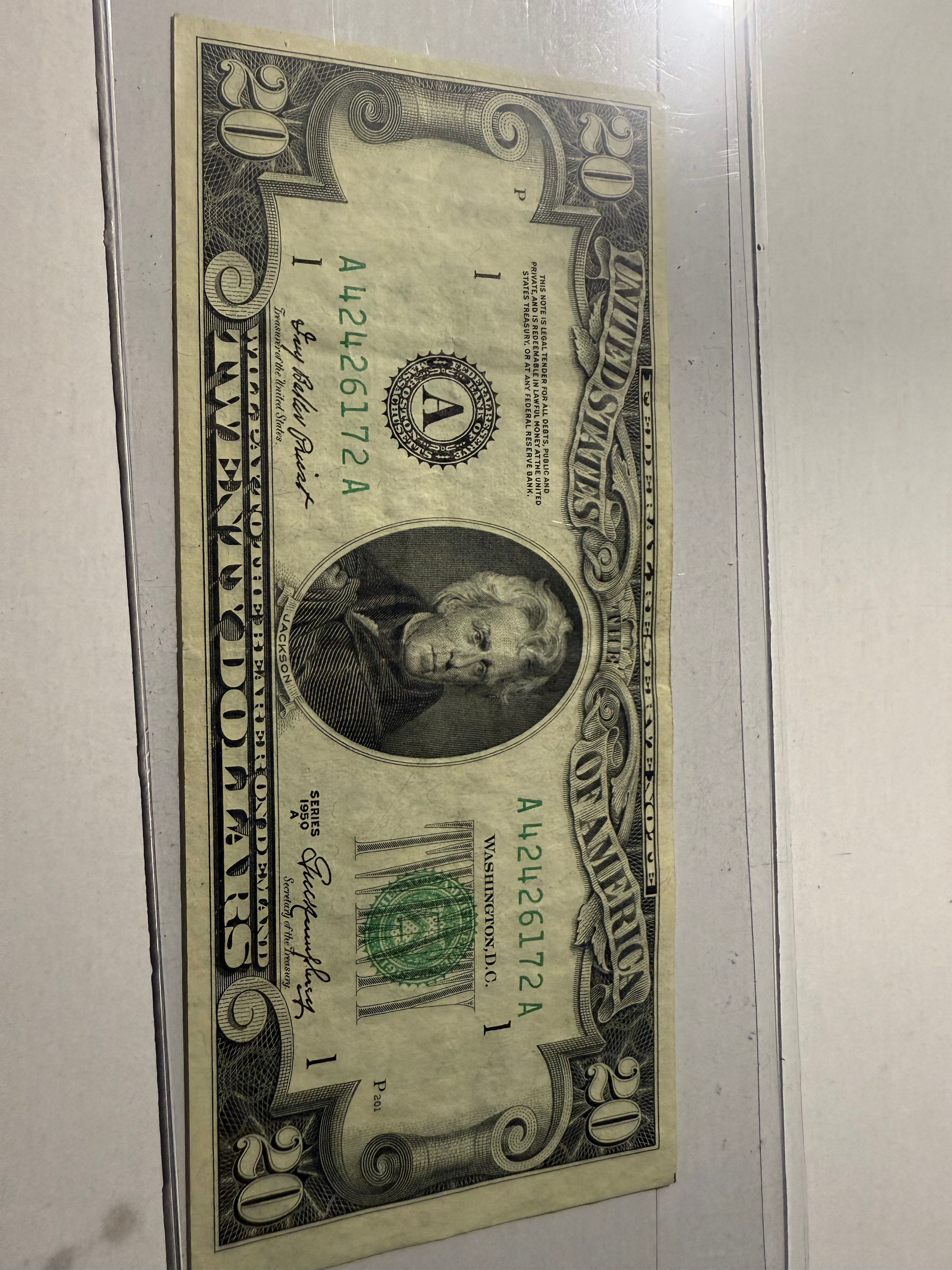 1950-A $20 Federal Reserve Note Misprint
