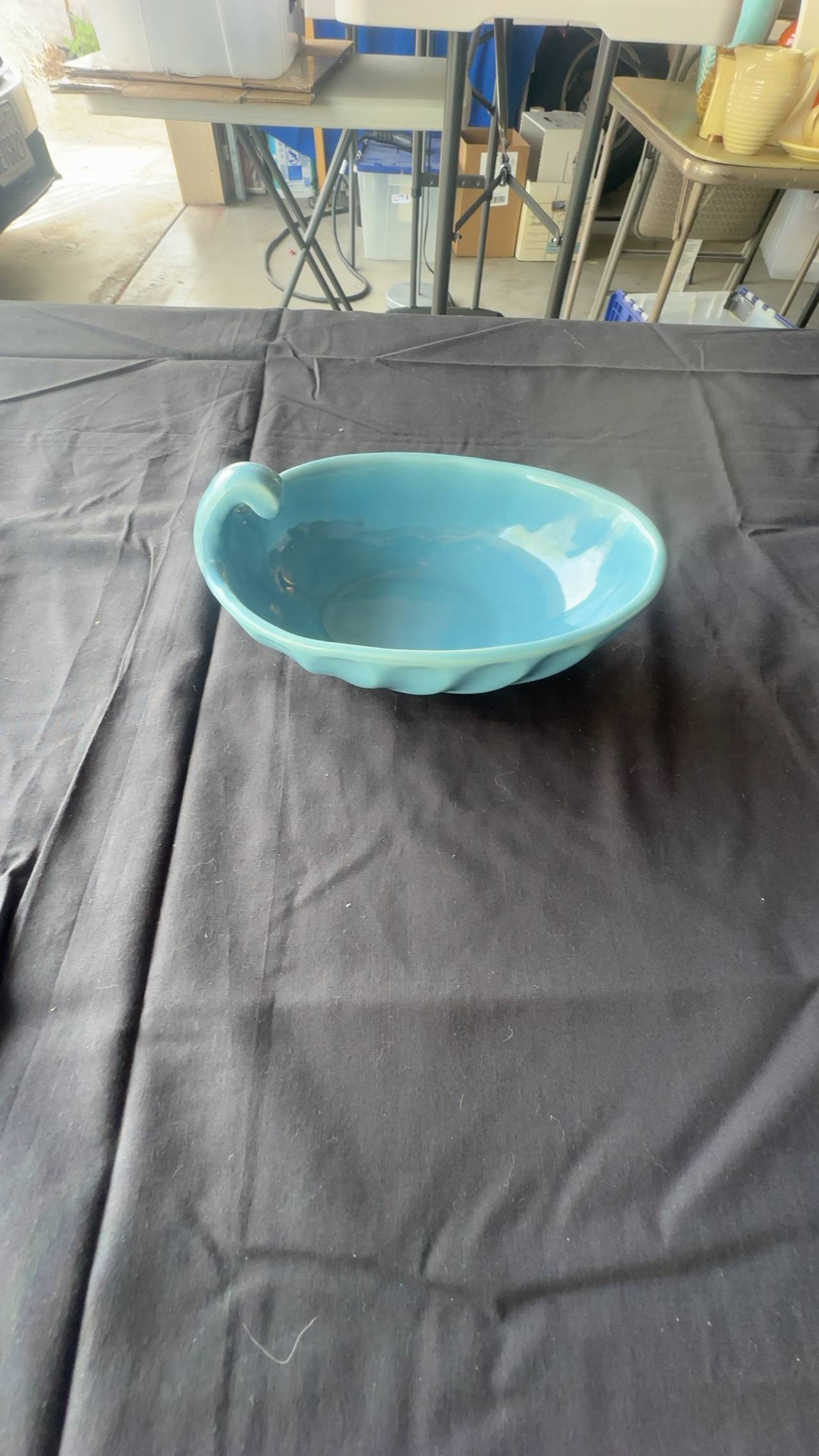 Bauer Pottery Swirl Pickle Dish Jade Green