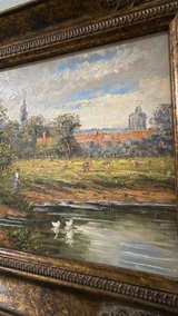 Vintage Framed Landscape Oil Painting in Gilded Frame - Image 3