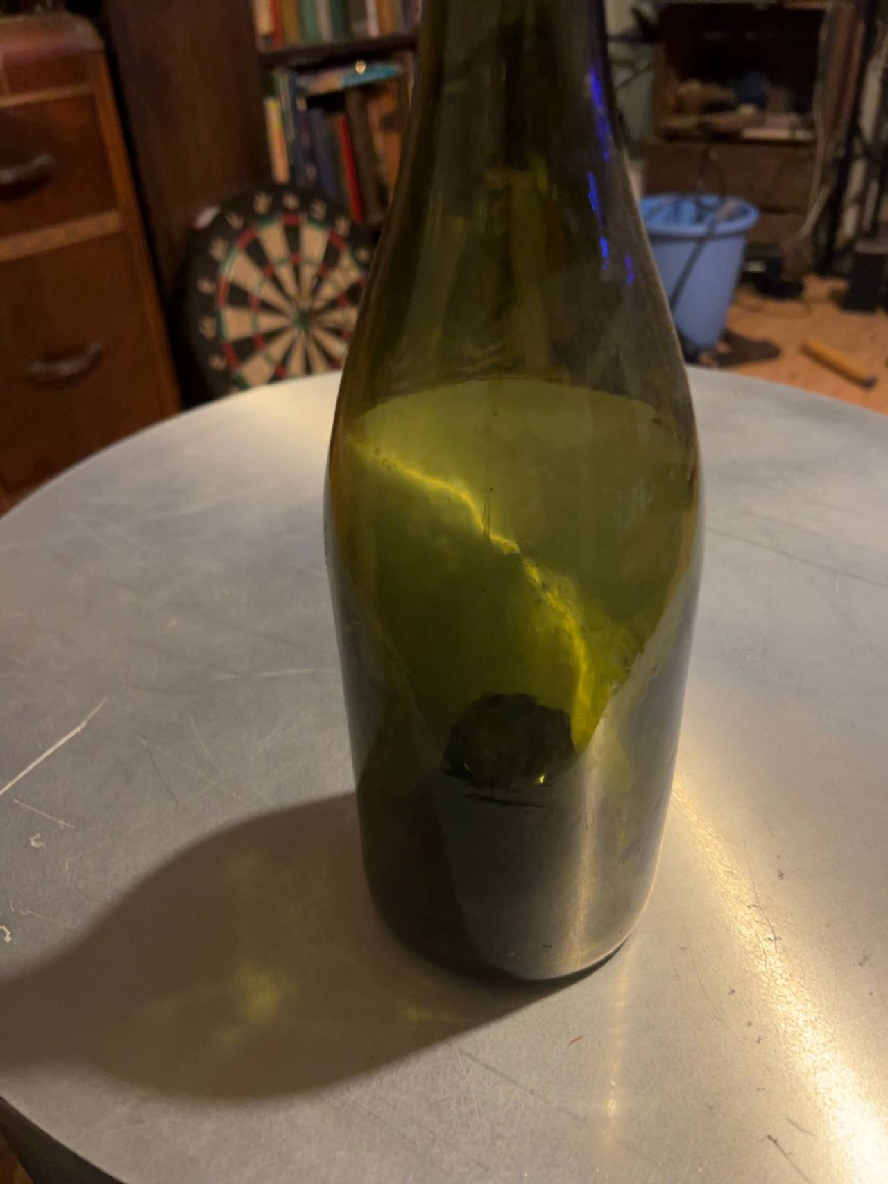 Antique Green Hand-Blown Wine Bottle