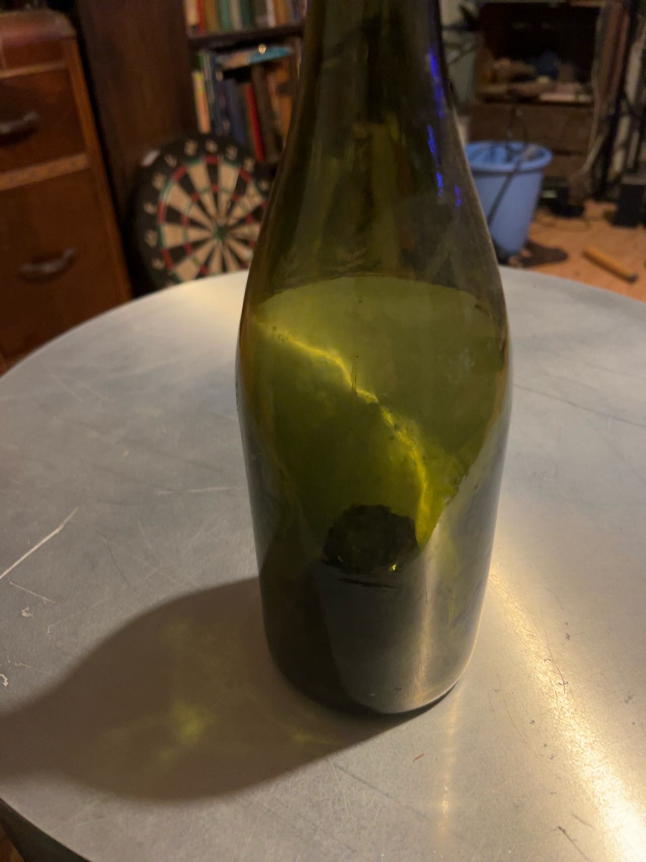 Antique Green Hand-Blown Wine Bottle