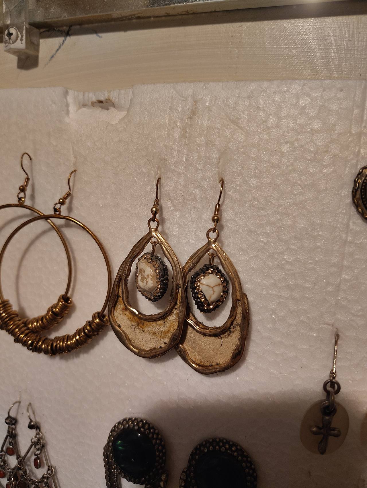 Boho Teardrop Earrings with White Faux Stone