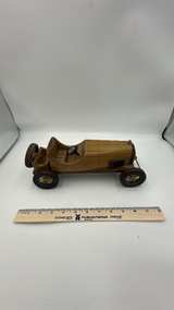 Handmade Wooden Vintage Race Car Model - Image 3