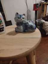 Vintage Iridescent Blue Ceramic Cat Figurine - Image 2