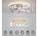 REDSTAR Retro 20" Flush Mount White Ceiling Fan Fandelier 20 inch, with Remote - Image 2