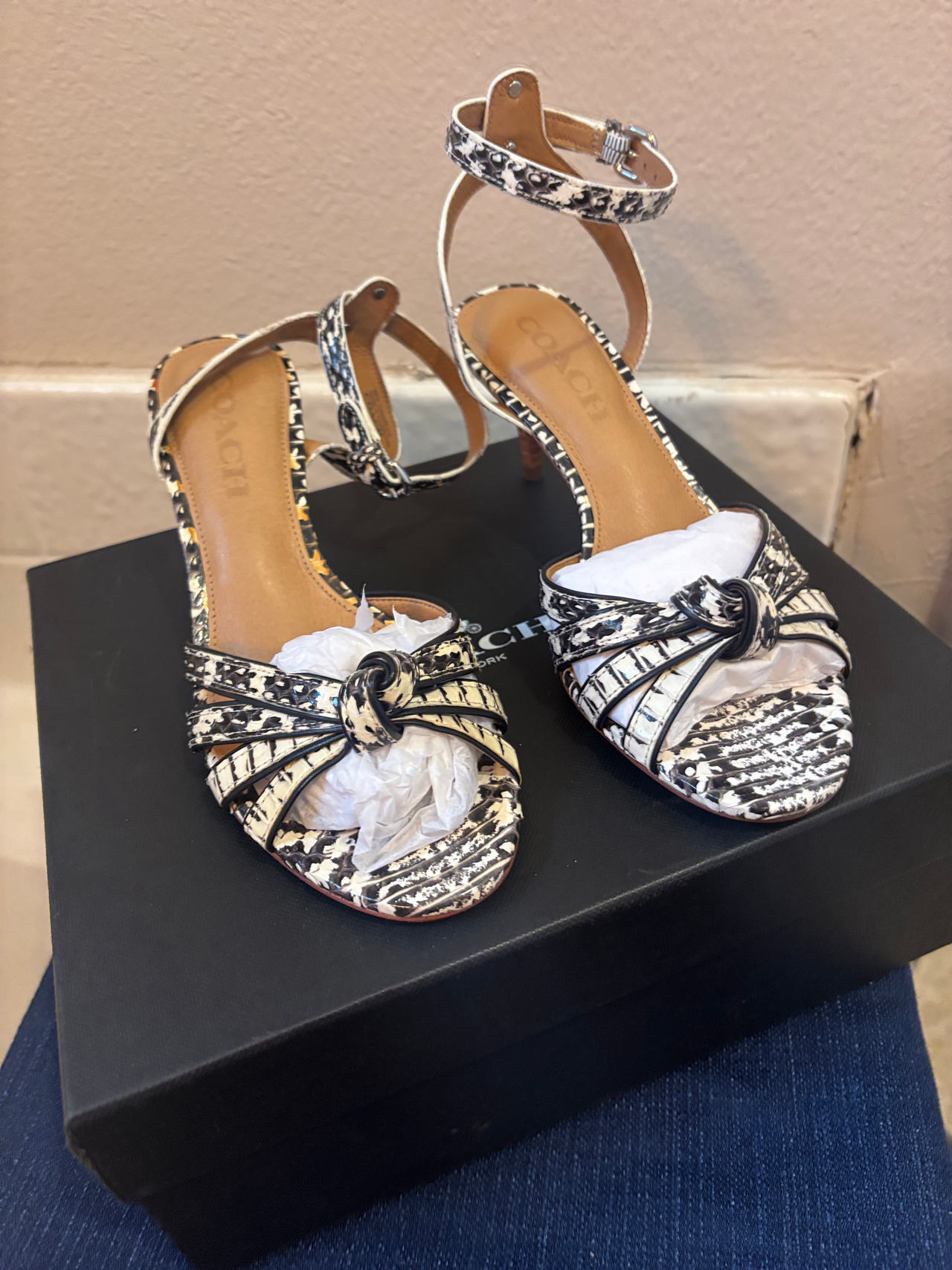 Coach Waverly Knot Sandal Snakeskin Print