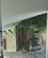 Original Village Street Scene Painting on Canvas - Image 1
