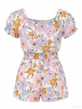 Cat & Jack Girls' Floral Puff Sleeve Romper - Image 2