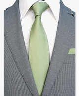 Sage Green Tie and Pocket Square for Men with Silver Cuff Links Full Set - Image 4