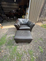 Leather Armchair and Ottoman Set - Image 1