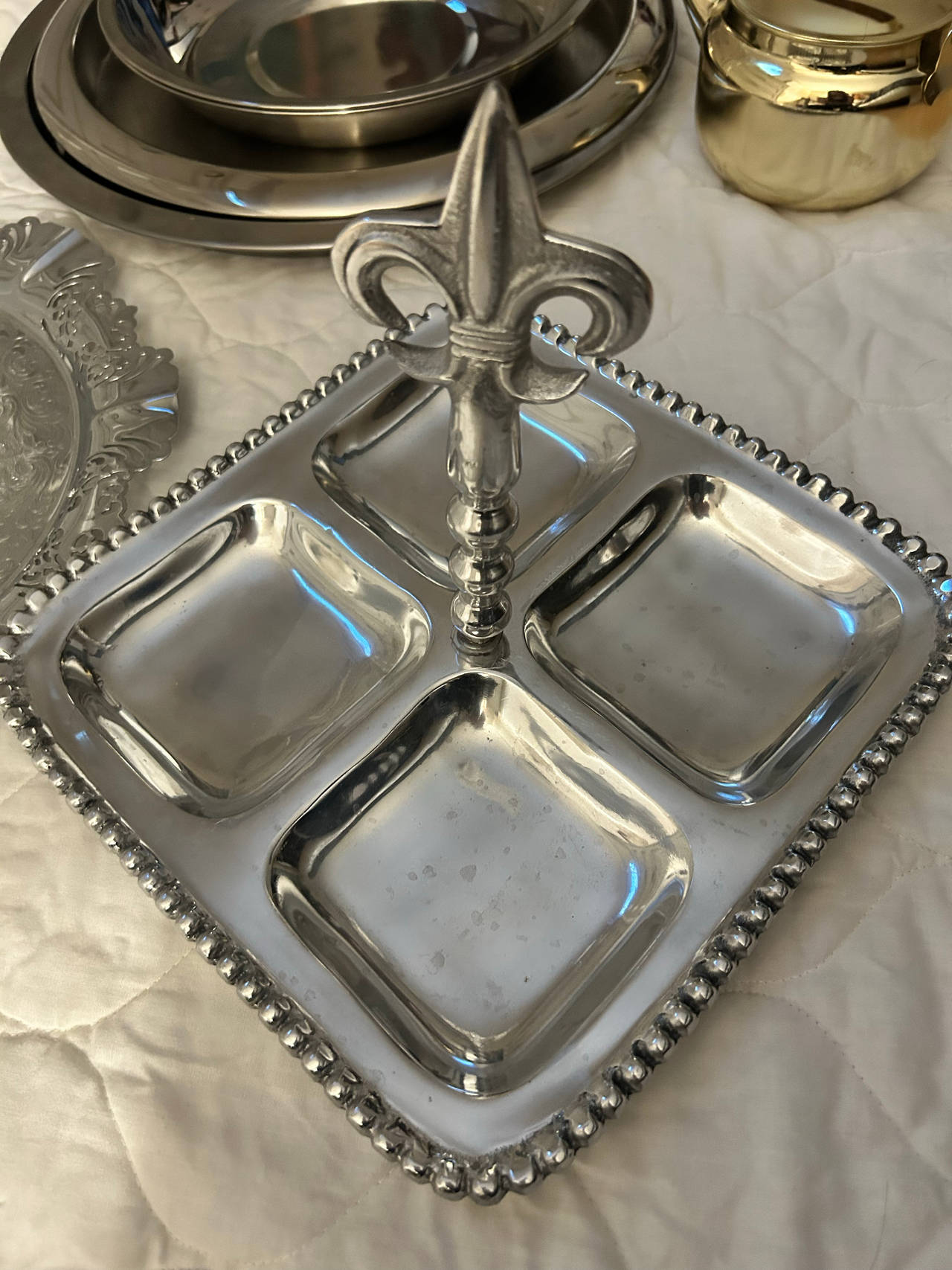 Arthur Court Fleur de Lis 4-Section Condiment Tray