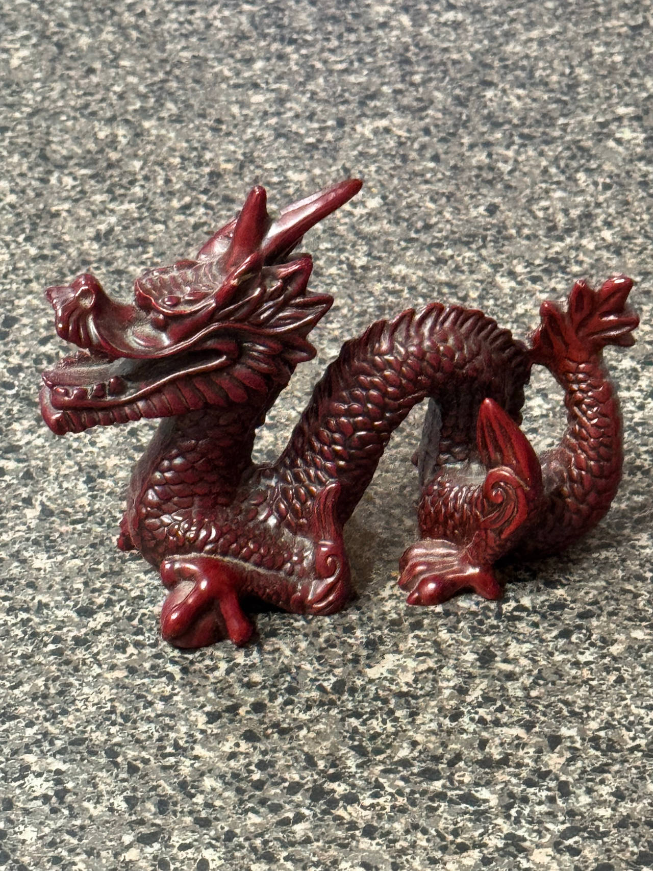 Red Cinnabar Resin Chinese Dragon Figurine