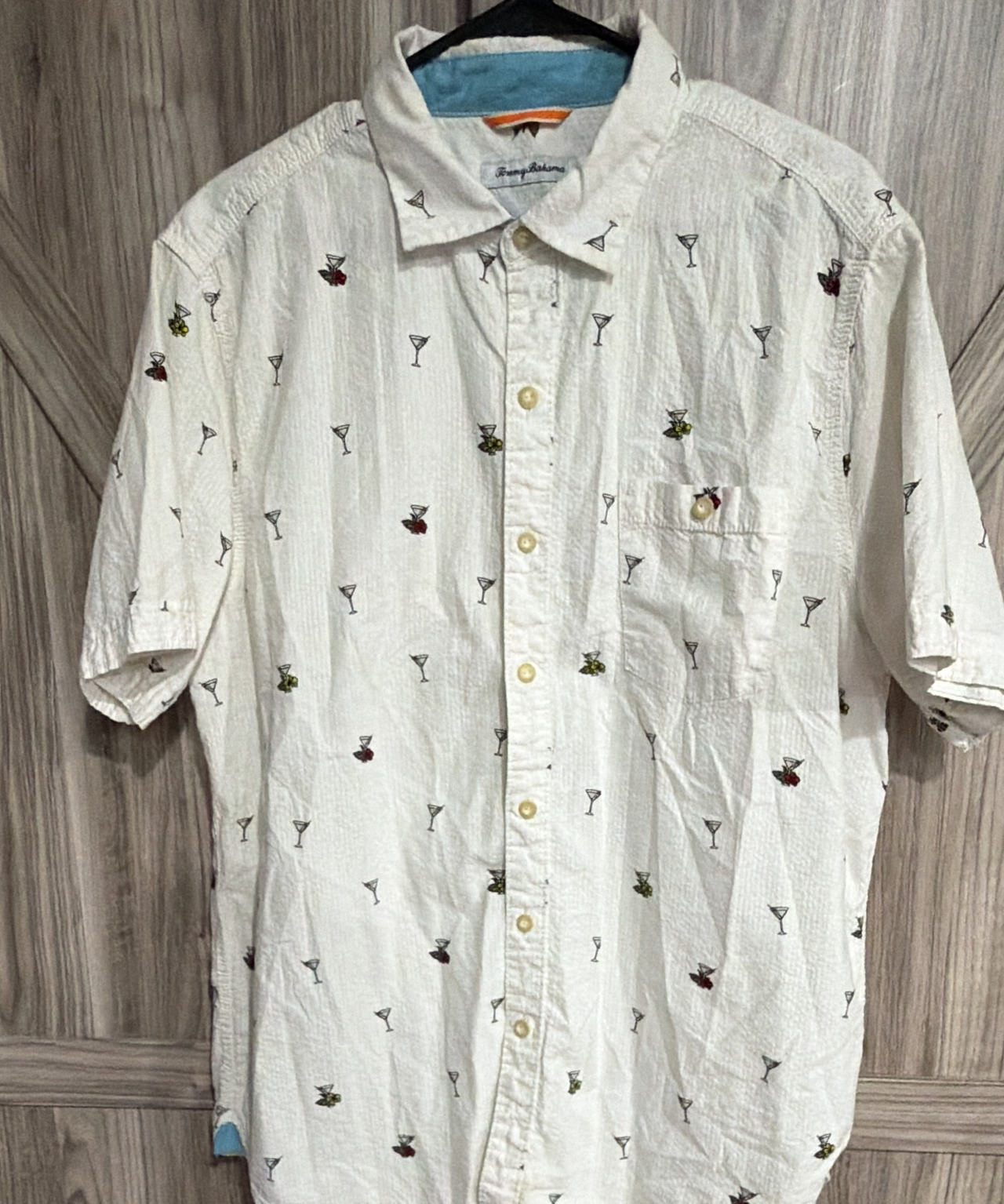 Tommy Bahama Martini Print Short Sleeve Silk Blend Shirt