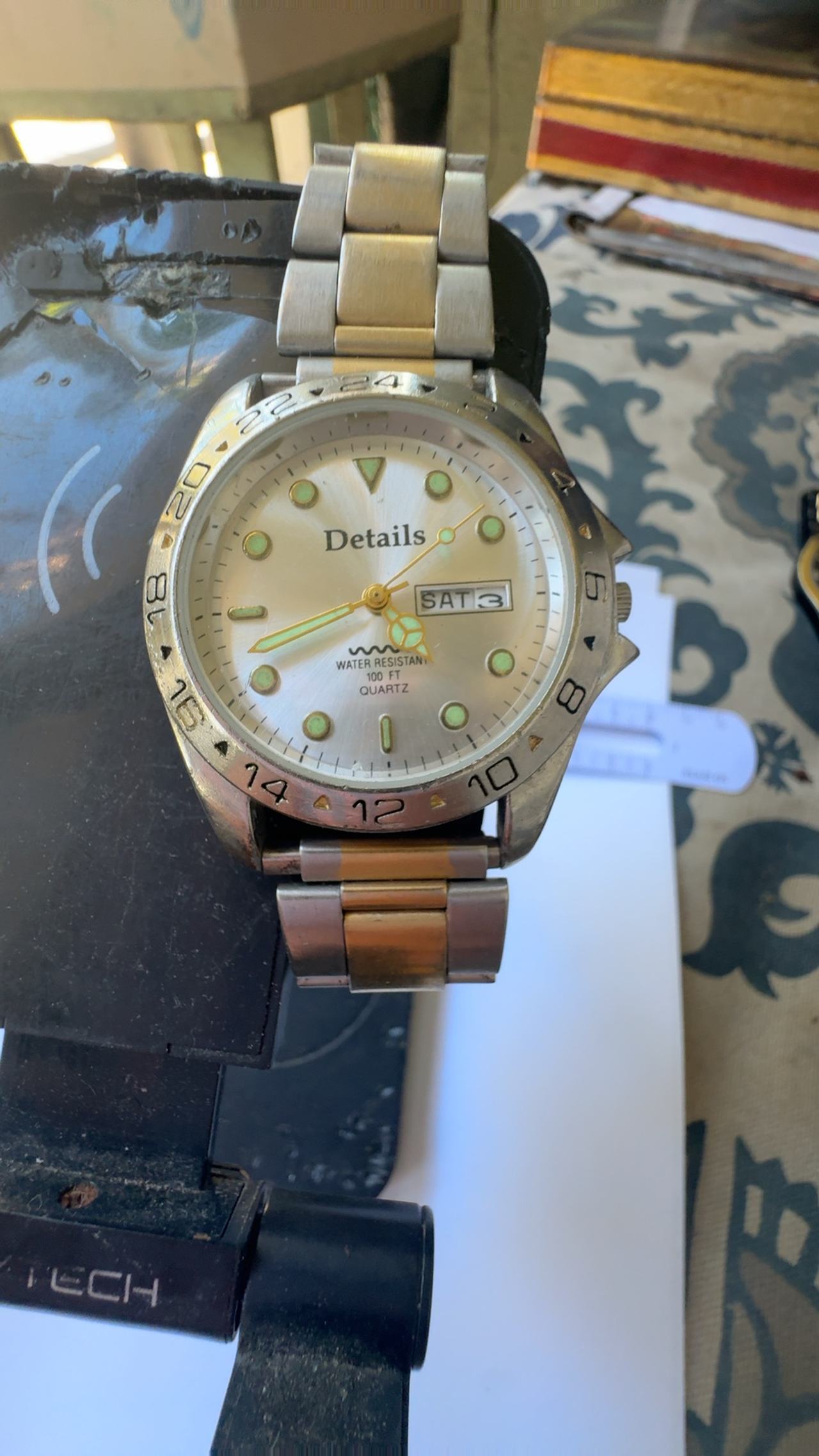 Armitron Durasteel Men's 40mm Silver & Gold Tone Day/Date Watch