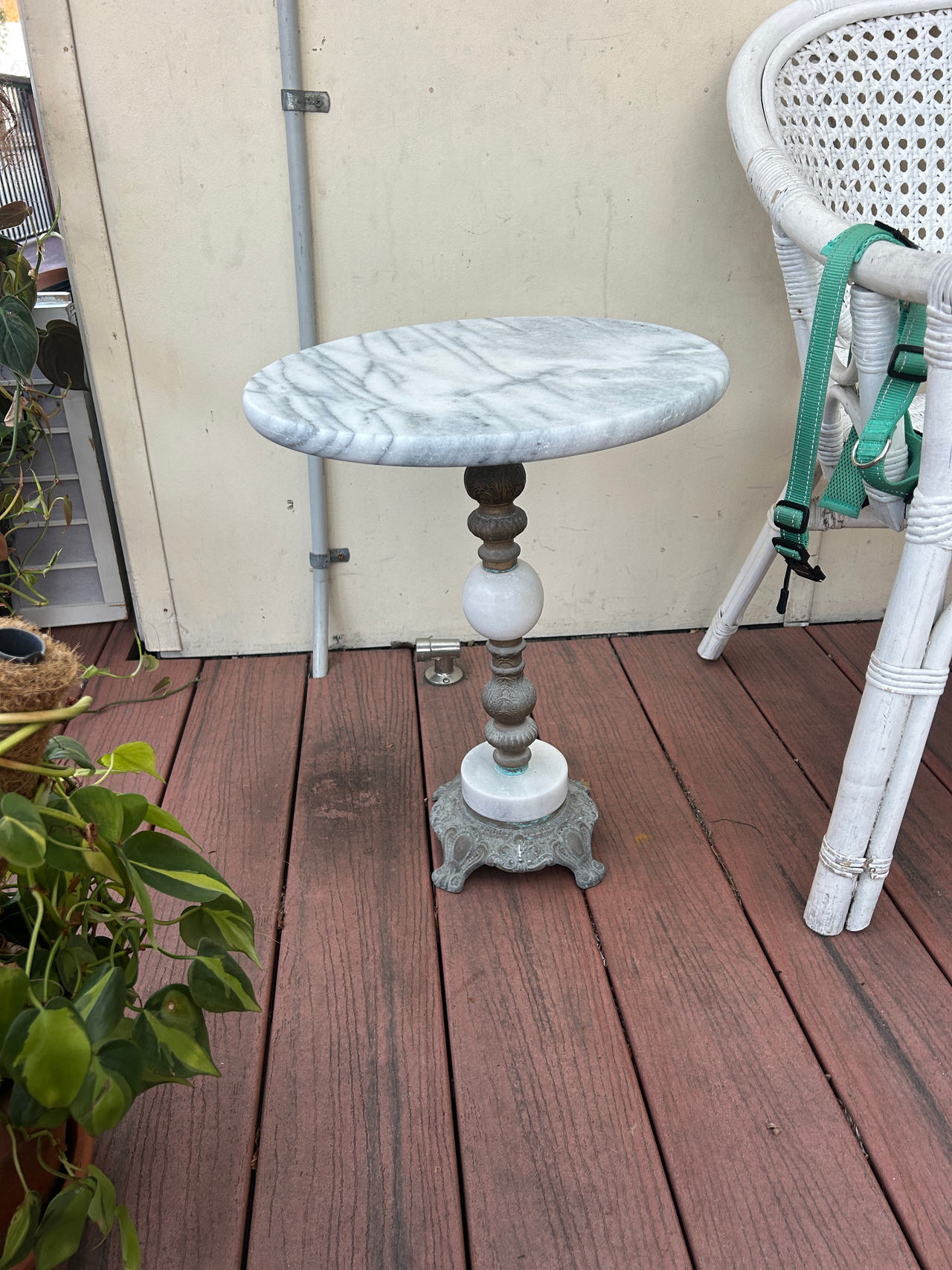 Marble Top Pedestal Side Table