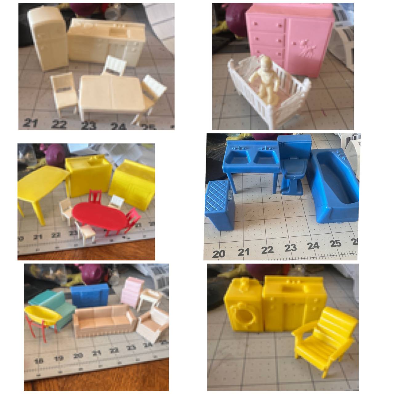 Marx DOLLHOUSE FURNITURE vtg 1960s large lot  30+ pcs