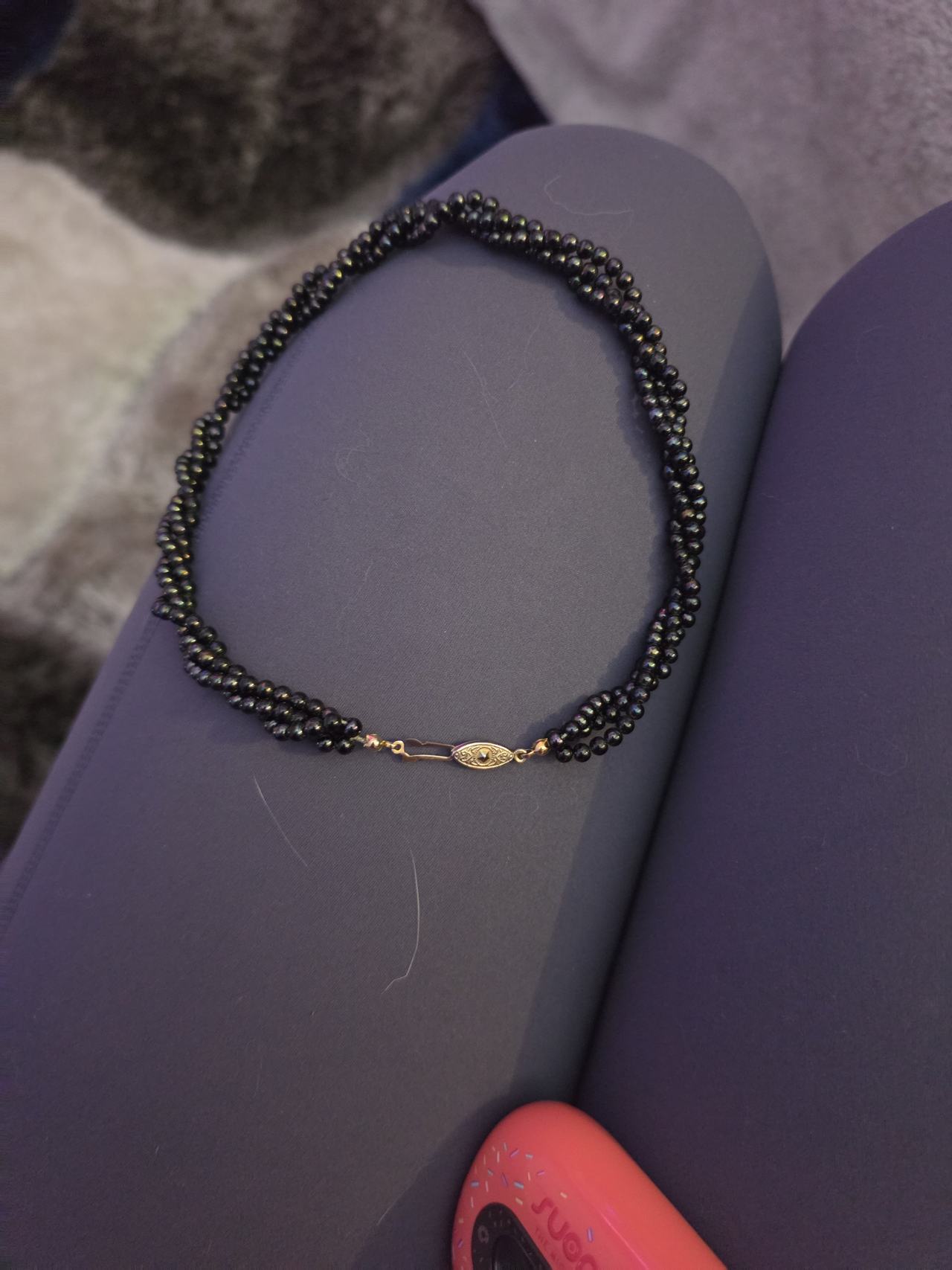 3-Strand Twisted Black Freshwater Pearl Torsade Necklace