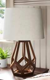 Set of 2 Threshold Large Wood Geo Table Lamps - Image 3
