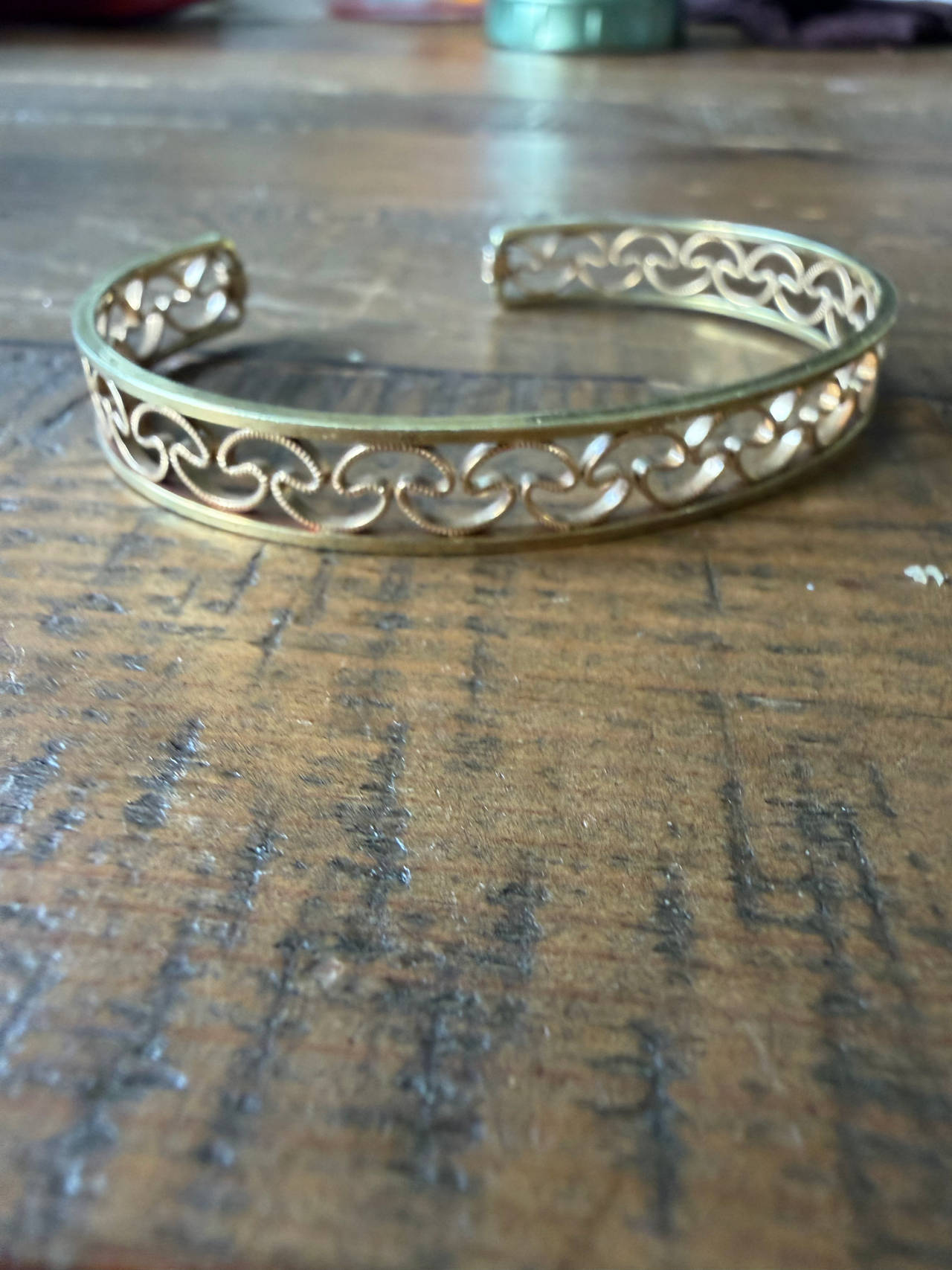 Gold-Tone Filigree Scroll Cuff Bracelet Mushroom