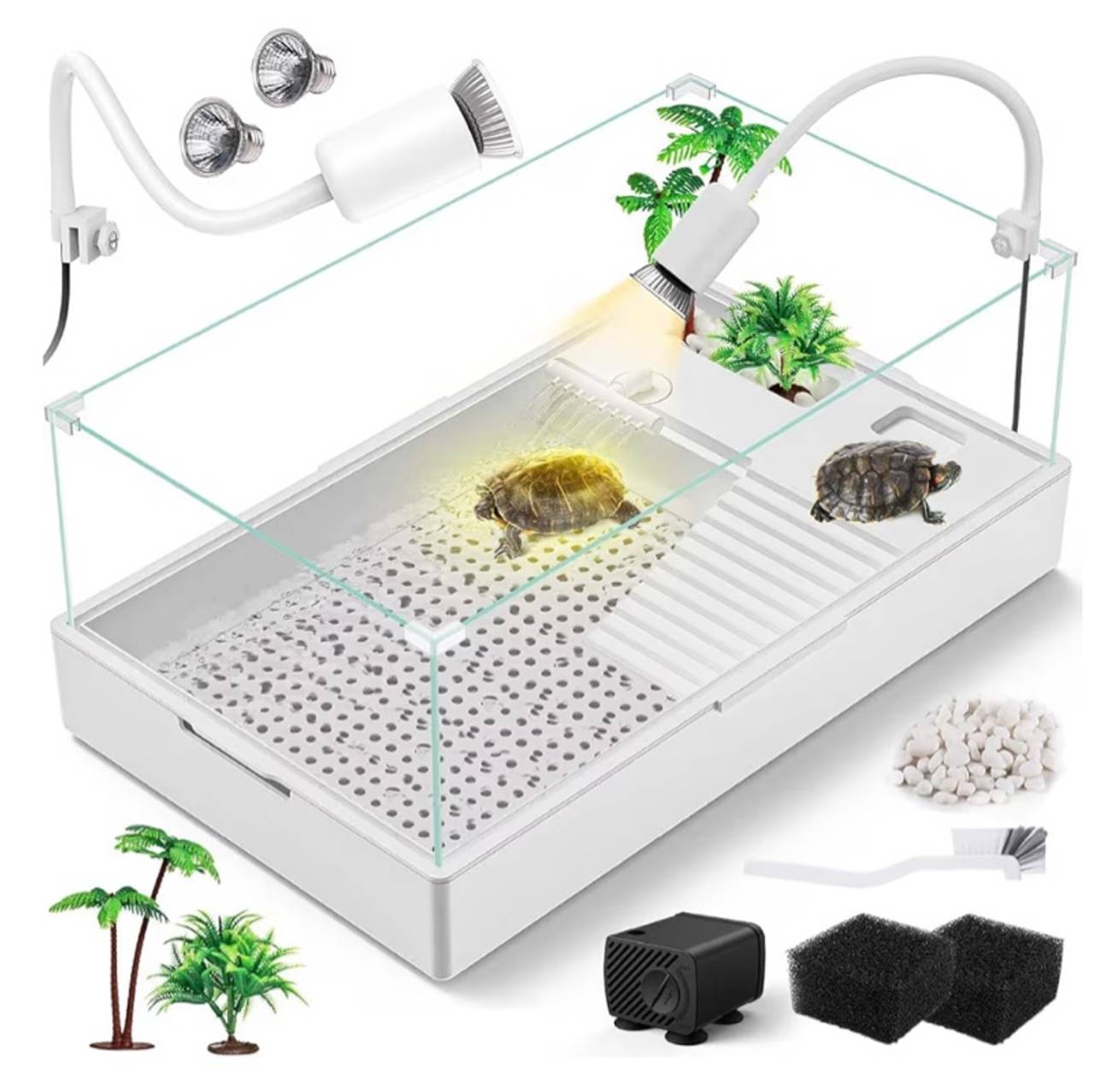 Large Turtle Tank Kit(Tank + Light + Water Pump) Acrylic Turtle Tank Starter Kit