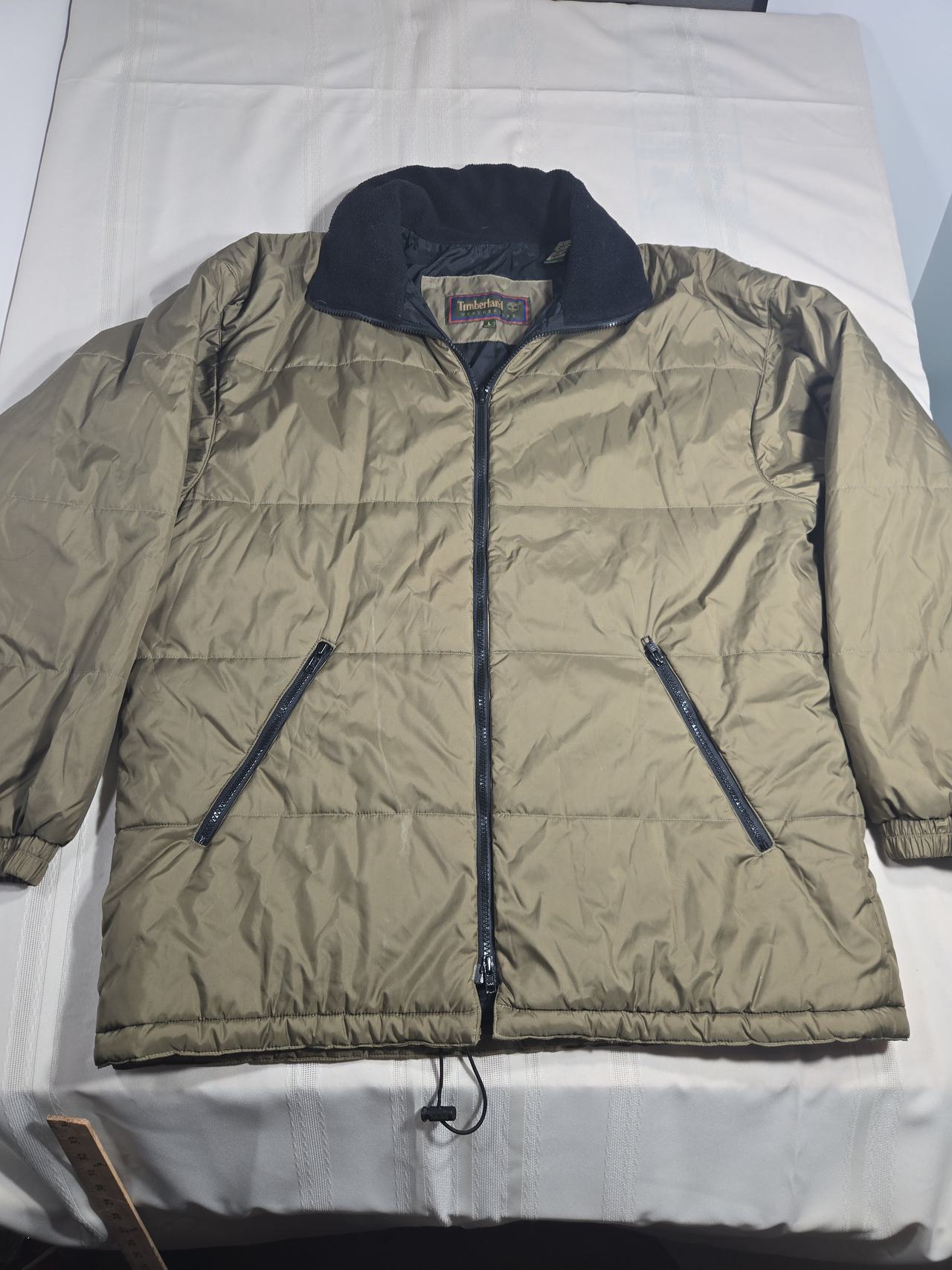 Vintage Timberland Weathergear Mens Puffer Jacket Large green sherpa collar