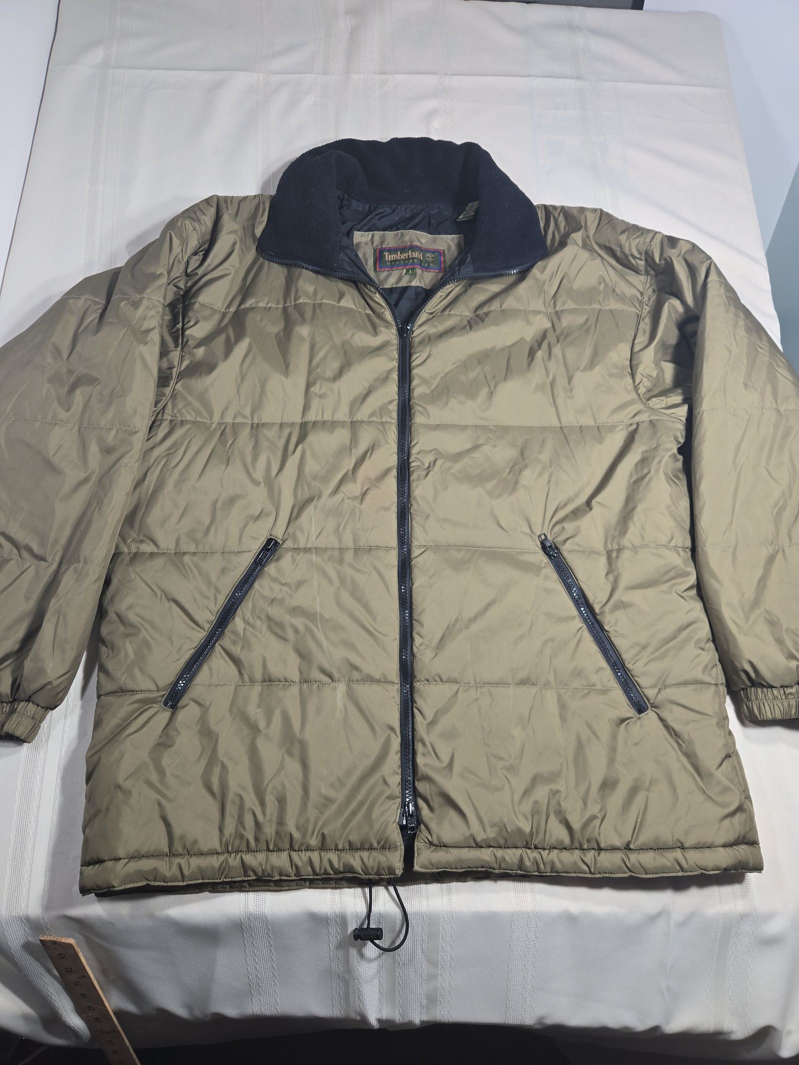 Vintage Timberland Weathergear Mens Puffer Jacket Large green sherpa collar