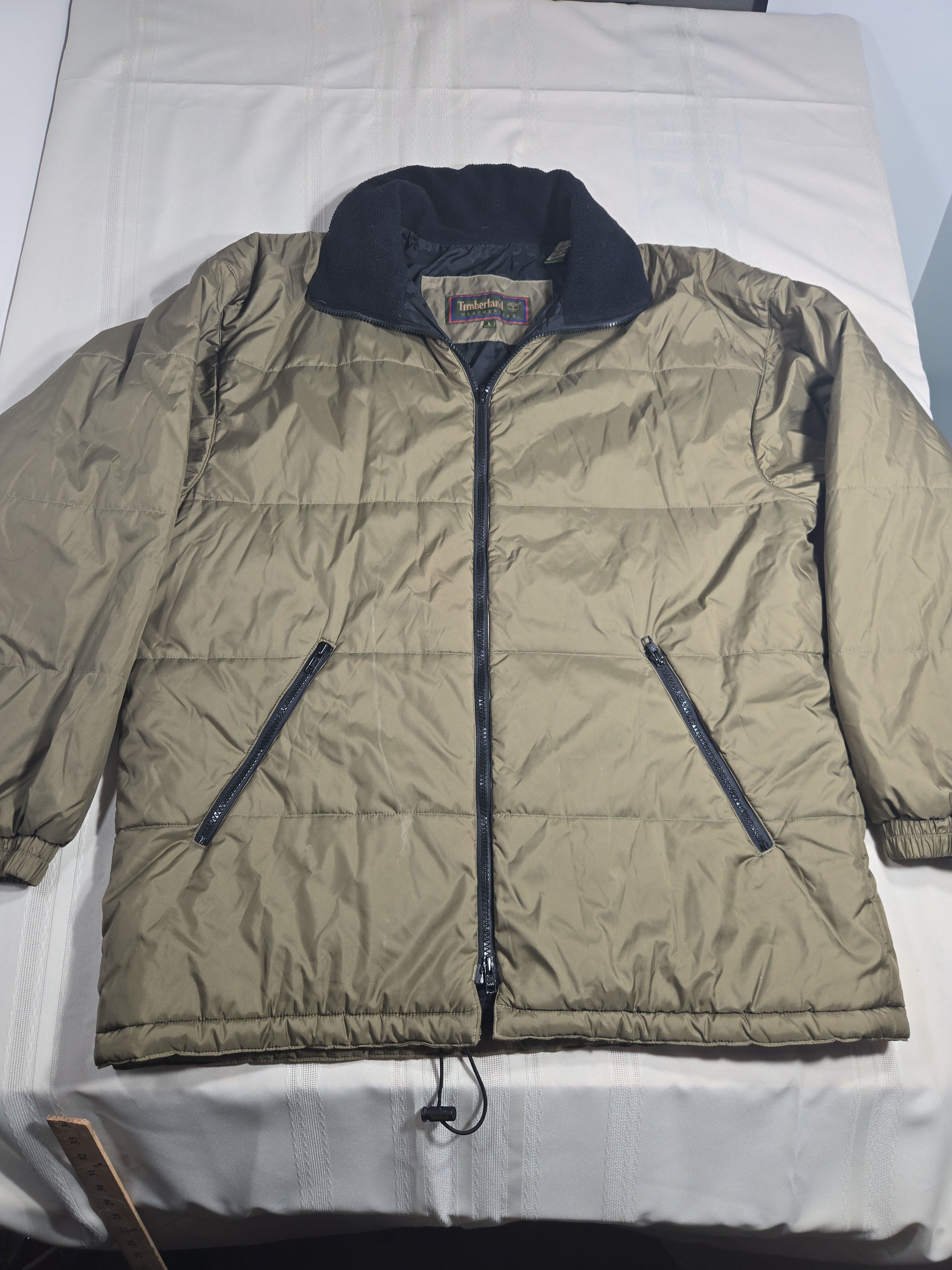 Vintage Timberland Weathergear Mens Puffer Jacket Large green sherpa collar