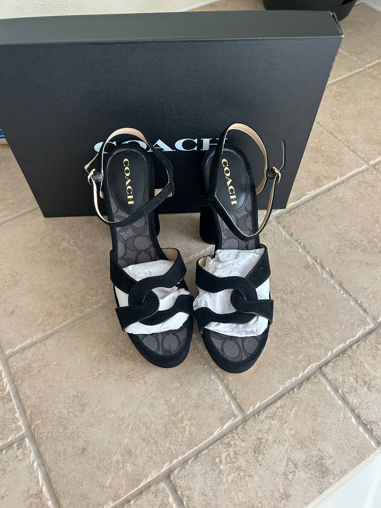 Coach Women's Black Suede Sandal