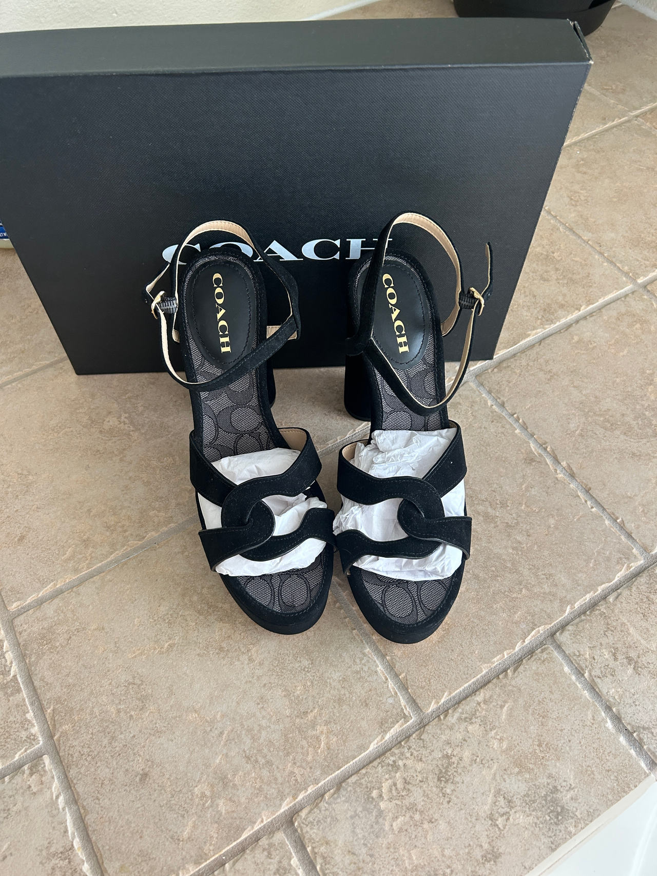 Coach Women's Black Suede Sandal