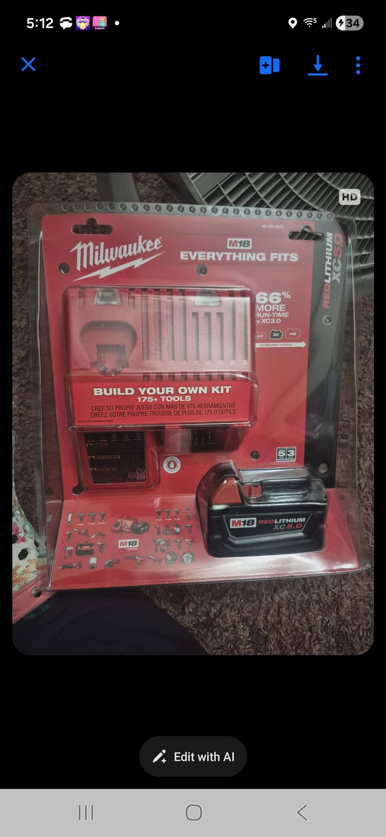 Milwaukee M18 REDLITHIUM XC5.0 Starter Kit with Battery and Charger