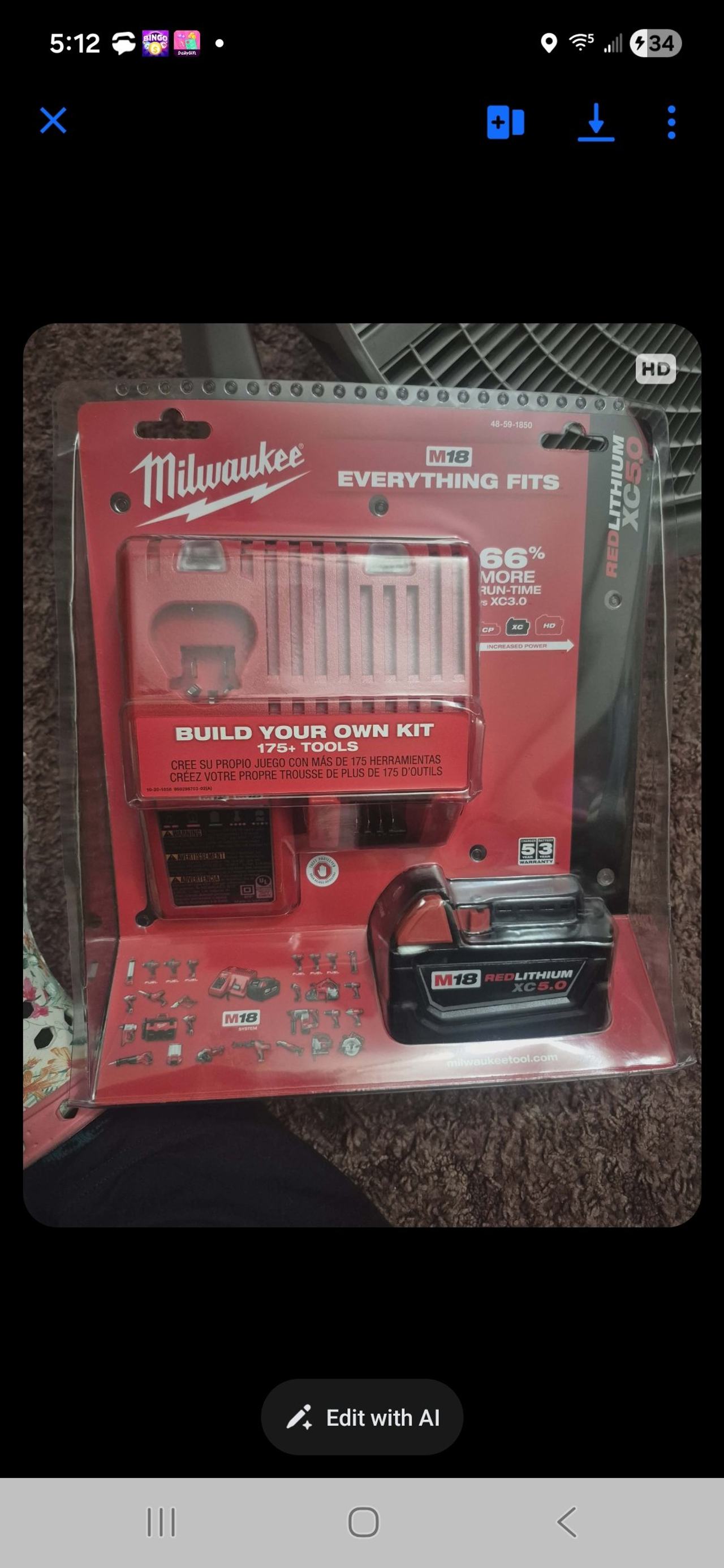 Milwaukee M18 REDLITHIUM XC5.0 Starter Kit with Battery and Charger