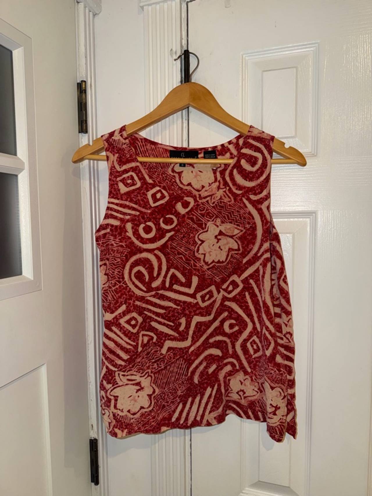 Carole Little 100% Silk Vintage Floral Lace Red A-Line Dress Size 6 Red Top