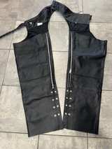 VIKING CYCLE XXL Leather Motorcycle Riding Chaps Black Large 2XL - Image 5