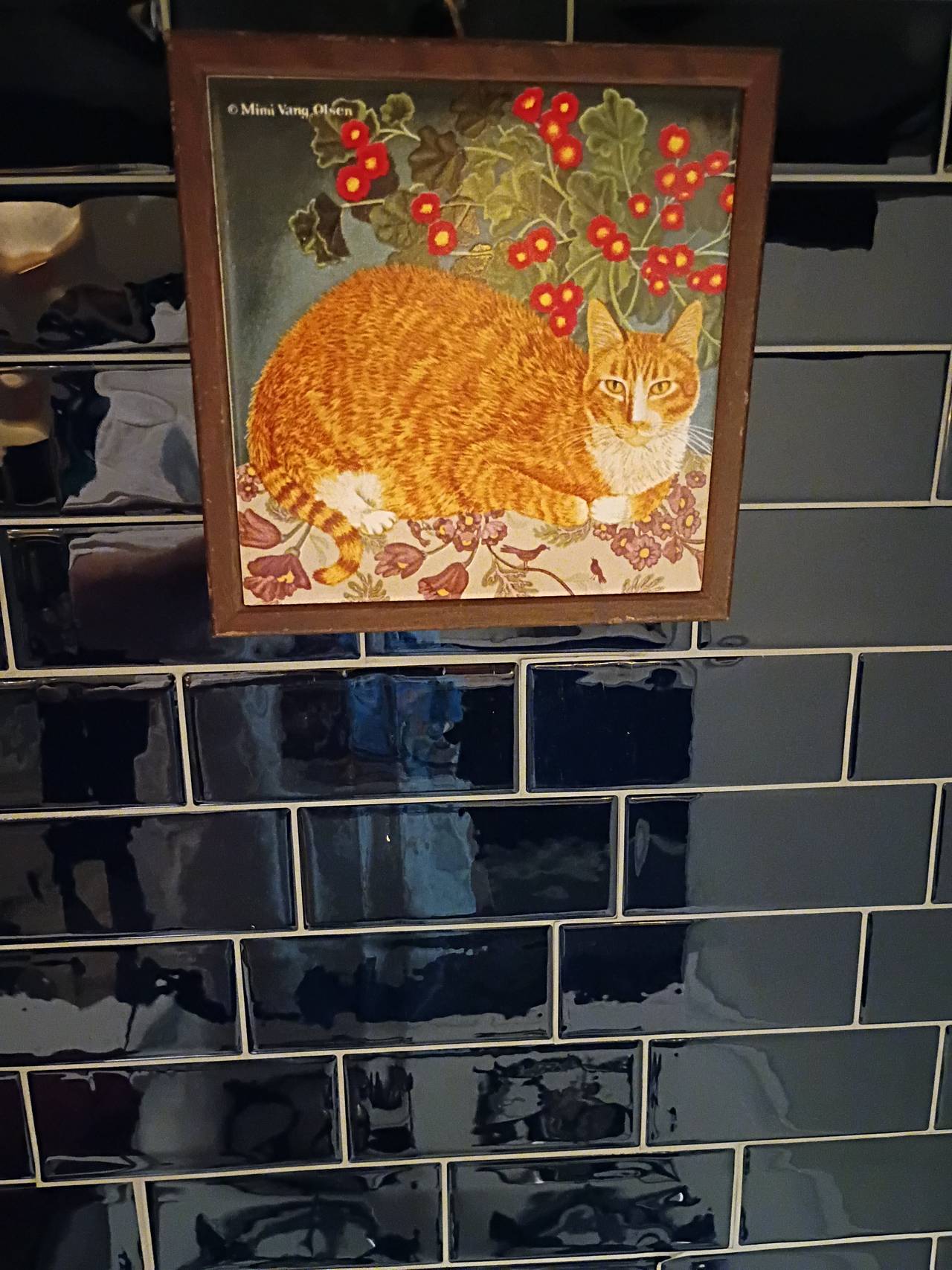 Mimi Vang Olsen Orange Tabby Cat Framed Art Tile