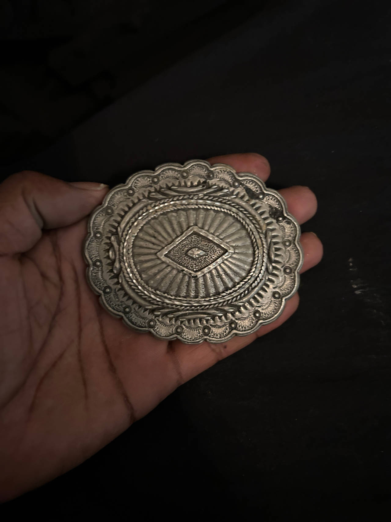 Vintage Southwestern Style Silver Tone Belt Buckle