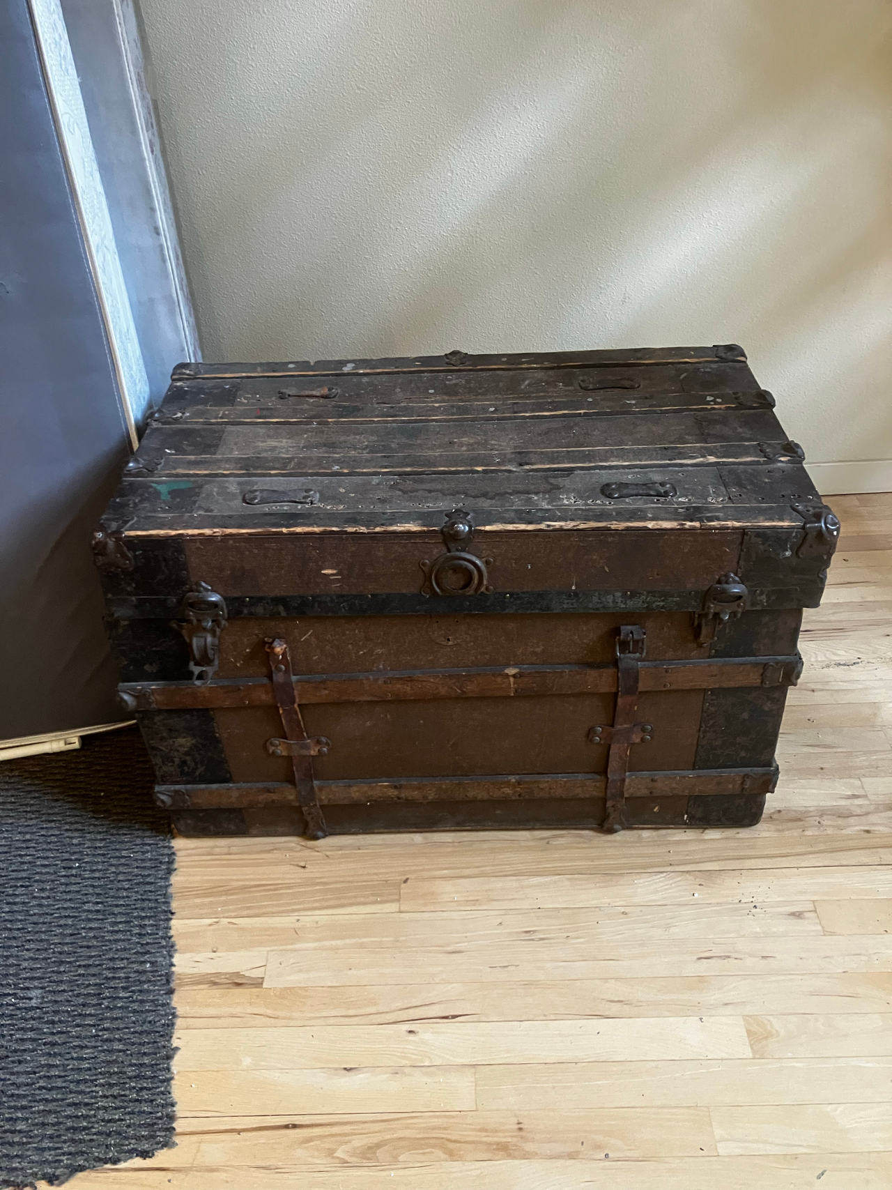 Antique Wood and Metal Steamer Trunk
