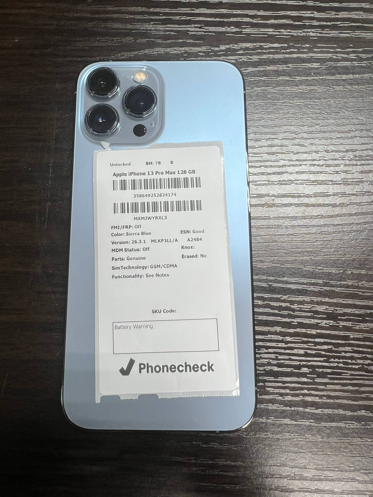 Apple iPhone 13 Pro Max 128GB Sierra Blue Unlocked