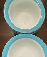 Set of 10: Vintage Pyrex Turquoise Band 9” Bowls - Image 1