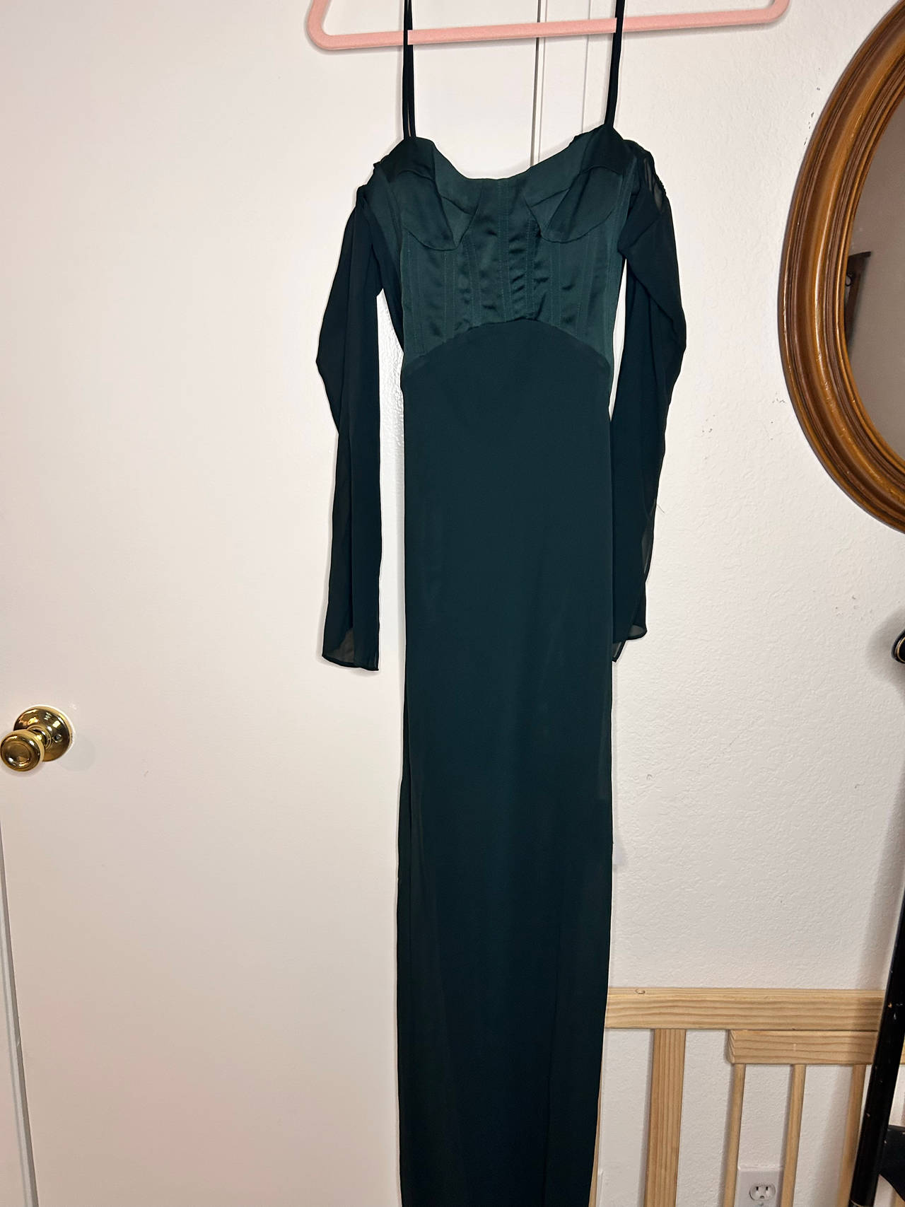 Corset Long Sleeve Off-Shoulder Maxi Dress