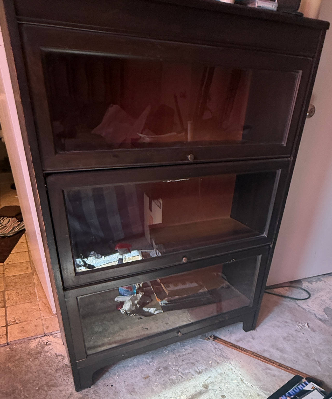 3-Tier Barrister Bookcase with Glass Doors