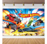 Hot Car Birthday Party Decorations Hot Race Car Birthday Party Backdrop 6.1x3.6 - Image 1