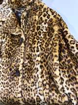 Dennis Basso Faux Fur Leopard Print Coat Size L - Image 3