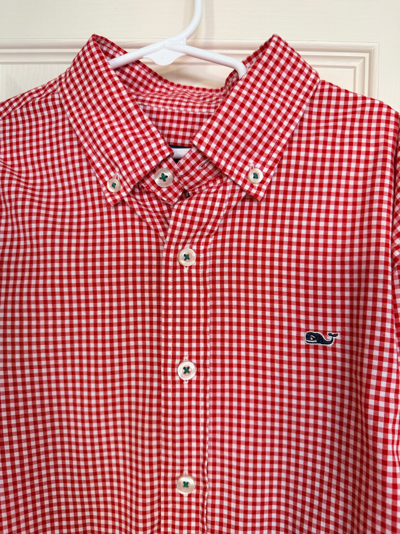 Vineyard Vines Boys Red & White Gingham Button Down Shirt Size L 16