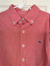 Vineyard Vines Boys Red & White Gingham Button Down Shirt Size L 16 - Image 1