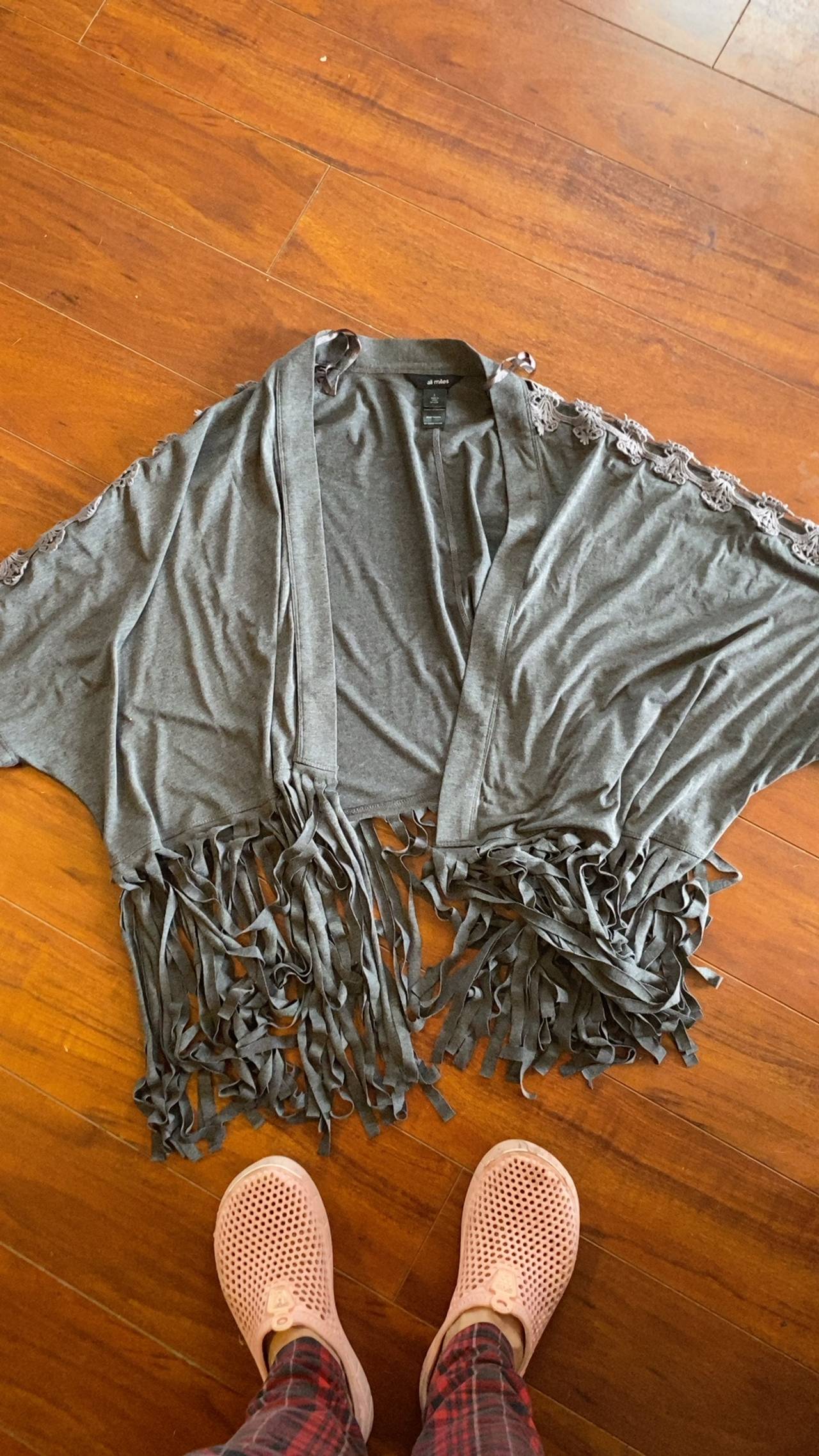 Willa Faux Suede Gray Poncho Ruana