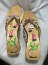 Woodies Hand Painted Rose Wooden Sandals - Image 5