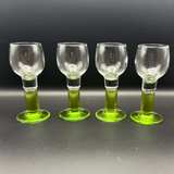 Vintage Green Stem Etched Cordial Glasses - Image 1