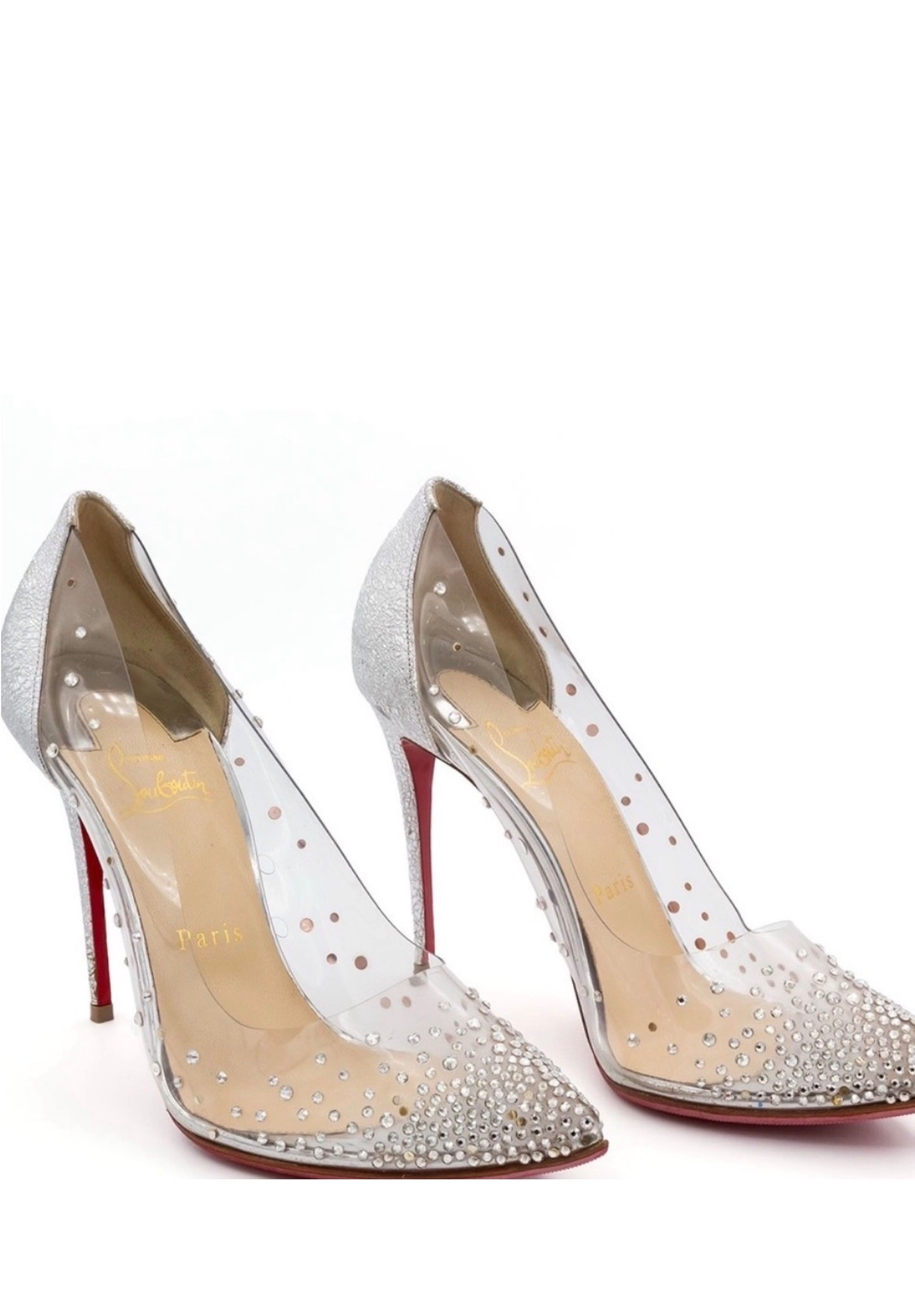 Christian Louboutin Degrastrass 100mm Silver Glitter Pumps - Image 2